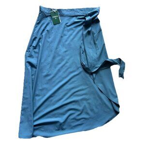 Halara Flowy Asymmetrical Maxi Skirt with Waist Tie Blue Small NEW